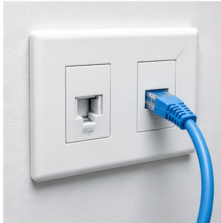Punto de red con cable conectado