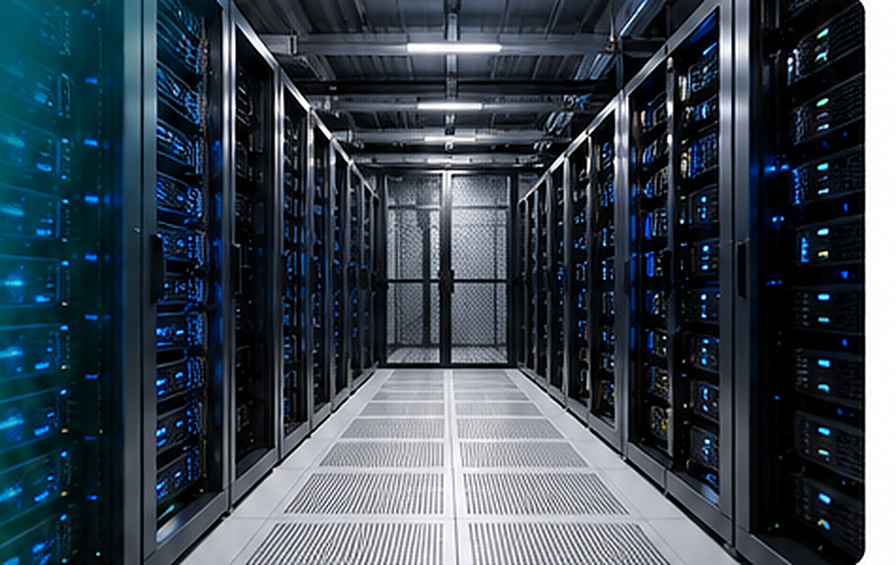 Pasillo de data center con racks de servidores
